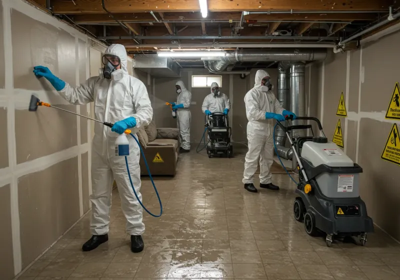 Basement Moisture Removal and Structural Drying process in Hermon, ME